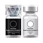 Two black and white cosmetic bottles with text on a transparent background